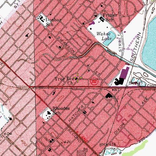 Topographic Map of True Lee Church, TX