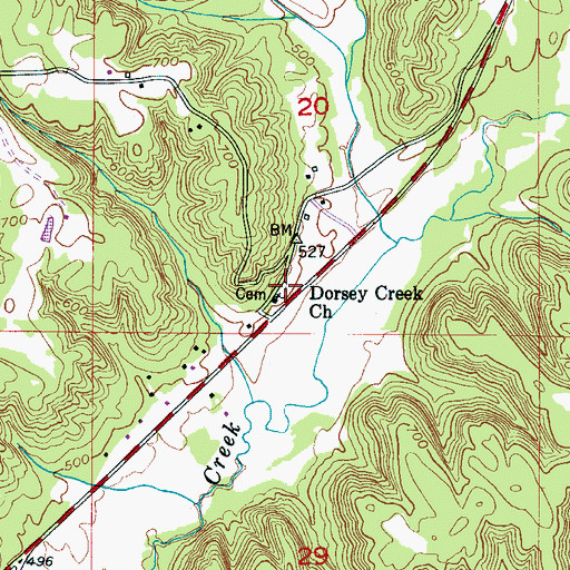Topographic Map of Dorsey Creek Cemetery, AL