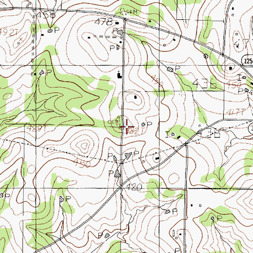 Topographic Map of Turner Cemetery, TX