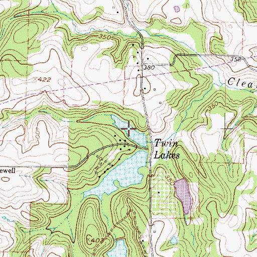 Topographic Map of Twin Lakes, TX