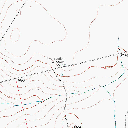 Topographic Map of Two Section Windmill, TX