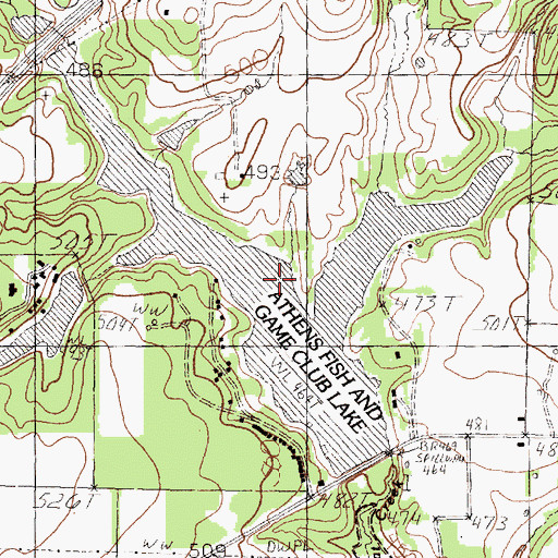 Topographic Map of Athens Fish and Game Club Lake, TX