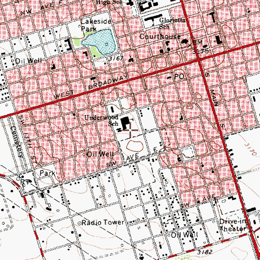 Topographic Map of Underwood Elementary School, TX
