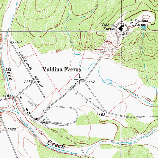 Topographic Map of Valdina Farms, TX