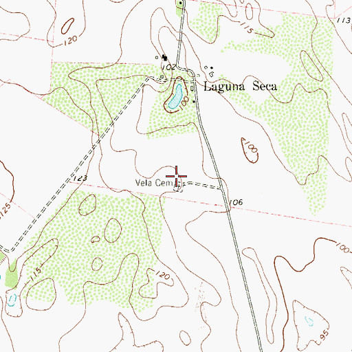 Topographic Map of Vela Cemetery, TX