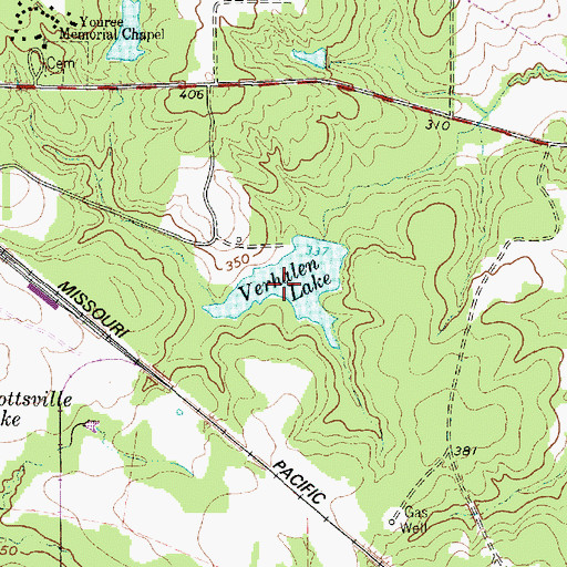 Topographic Map of Verhalen Lake, TX