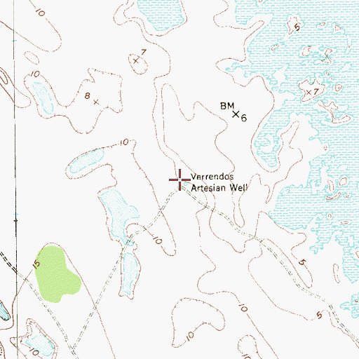 Topographic Map of Verrendos Artesian Well, TX