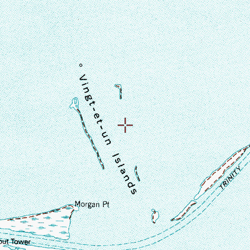 Topographic Map of Vingt-et-un Islands, TX