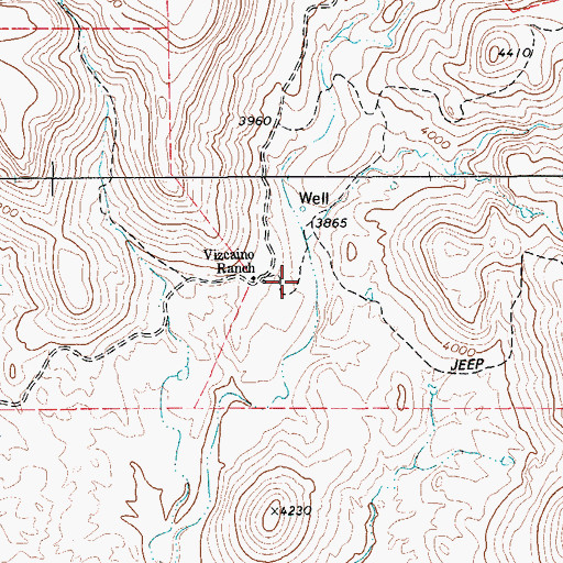 Topographic Map of Vizcaino Ranch, TX