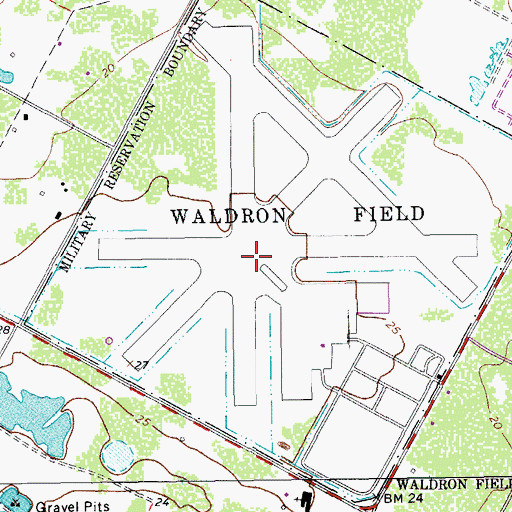 Topographic Map of Waldron Field, TX