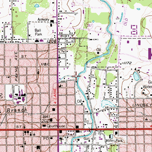 Topographic Map of Walker Branch, TX