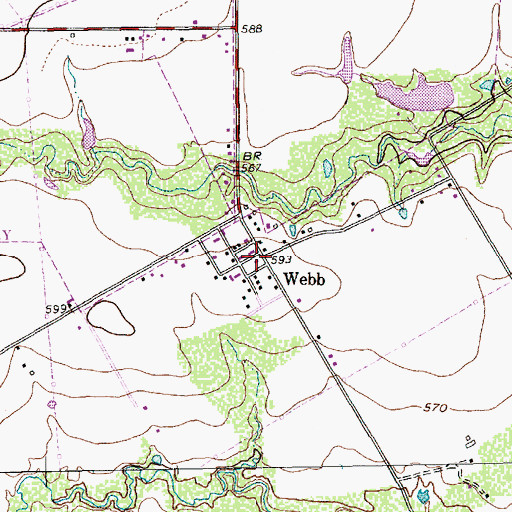 Topographic Map of Webb, TX