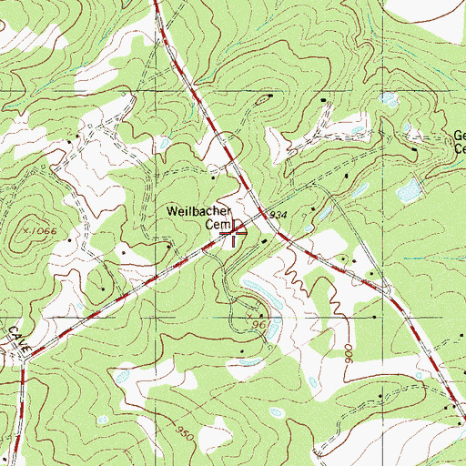 Topographic Map of Wellbacher Cemetery, TX