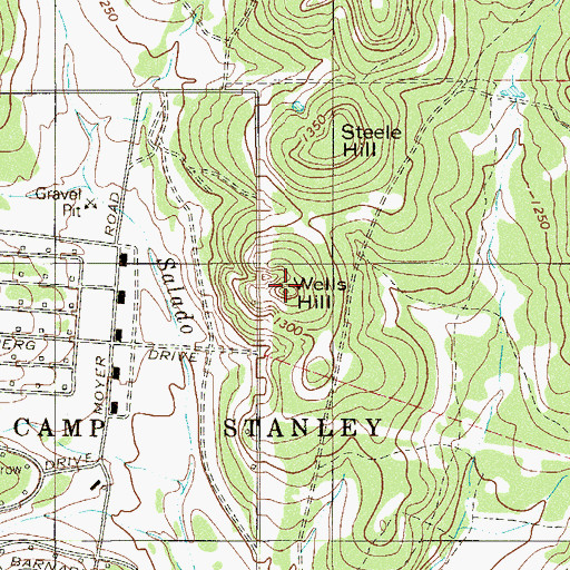Topographic Map of Wells Hill, TX