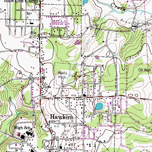 Topographic Map of Wells Park, TX