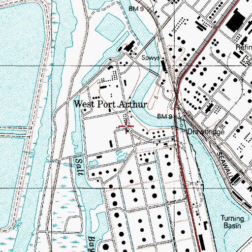 Topographic Map of West Port Arthur, TX
