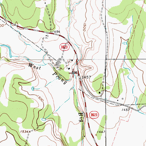 Topographic Map of West Prong Big Creek, TX