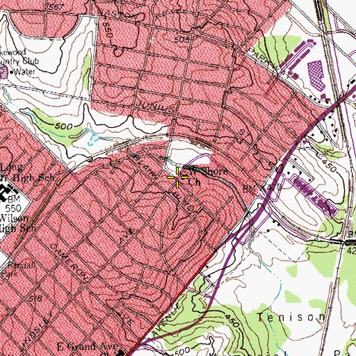 Topographic Map of West Shore Church, TX