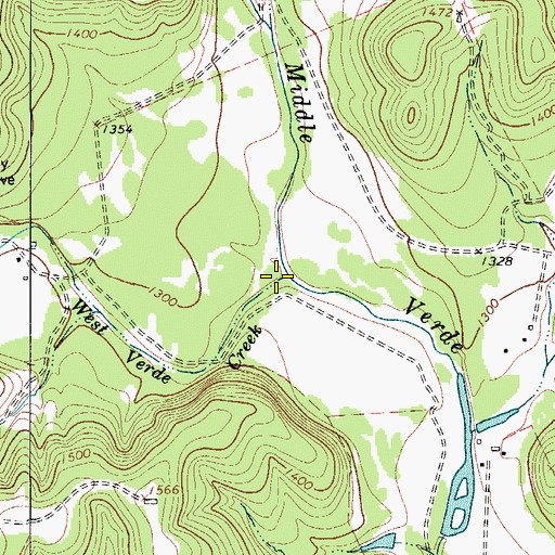 Topographic Map of West Verde Creek, TX