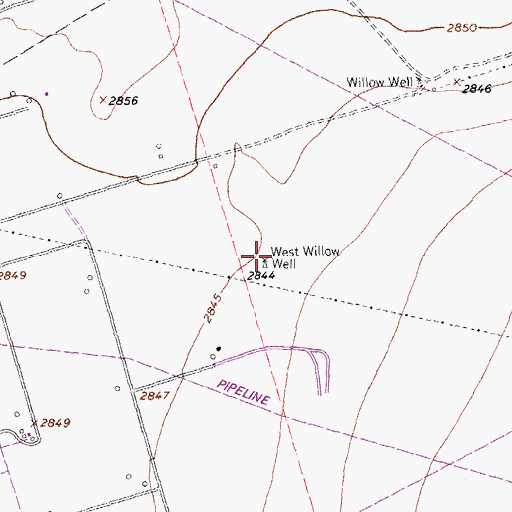 Topographic Map of West Willow Well, TX