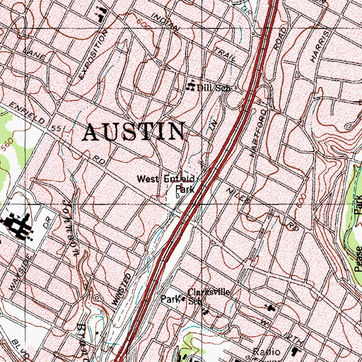 Topographic Map of Westenfield Park, TX