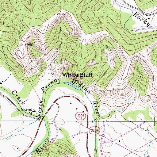 Topographic Map of White Bluff, TX