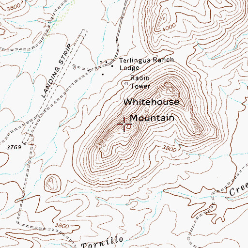 Topographic Map of Whitehouse Mountain, TX