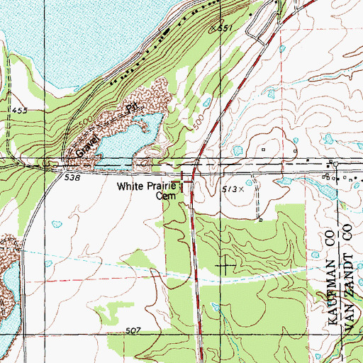 Topographic Map of Whites Prairie Cemetery, TX