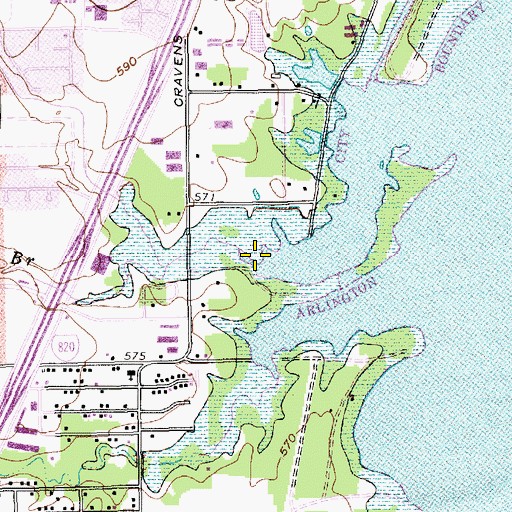 Topographic Map of Wildcat Branch, TX