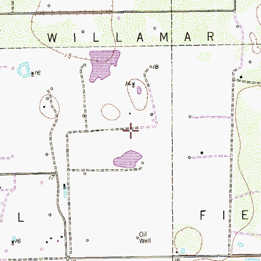 Topographic Map of Willamar Oil Field, TX