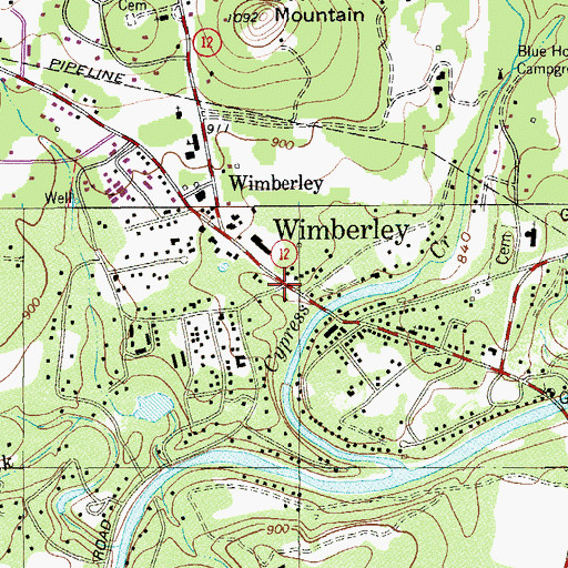 Topographic Map of Wimberley, TX