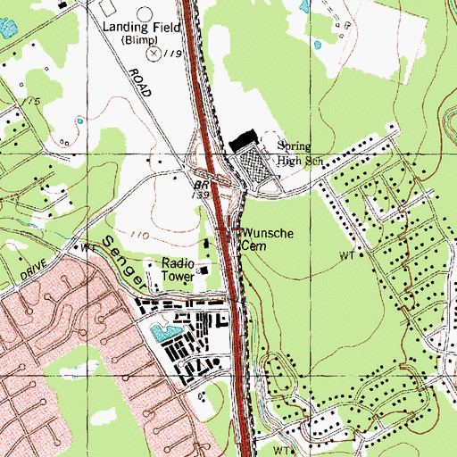 Topographic Map of Wunsche Cemetery, TX