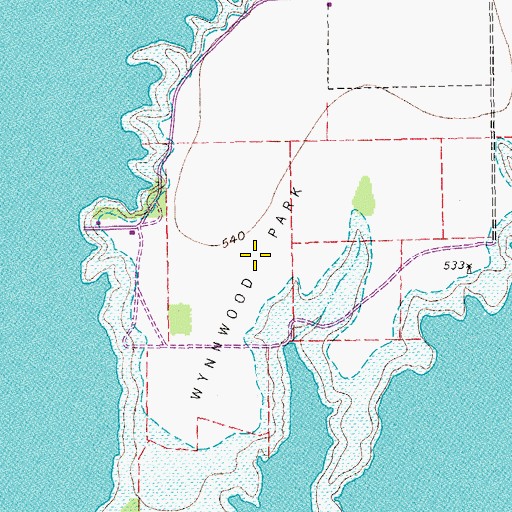 Topographic Map of Wynnwood Park, TX