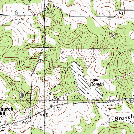 Topographic Map of Young Cemetery, TX