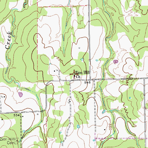 Topographic Map of Zion Hill Church, TX