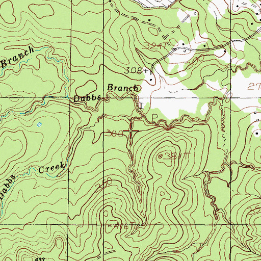 Topographic Map of Dabbs Creek, TX