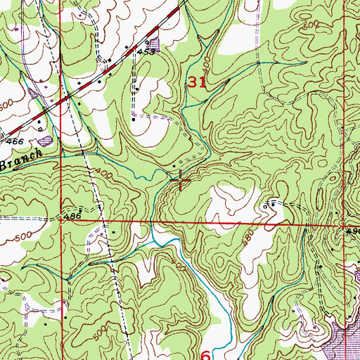 Topographic Map of Coaldale Creek, AL