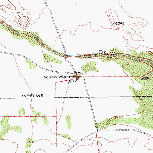 Topographic Map of Adams Windmill, TX