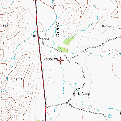 Topographic Map of Adobe Well, TX