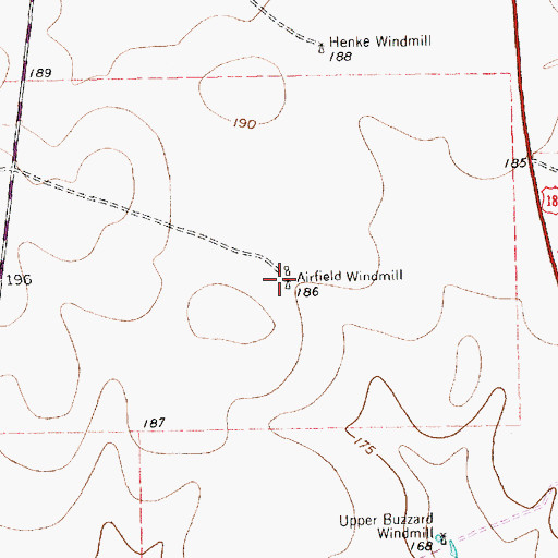 Topographic Map of Airfield Windmill, TX