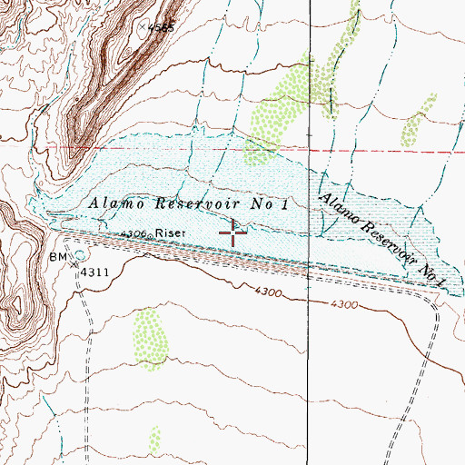 Topographic Map of Alamo Reservoir Number One, TX