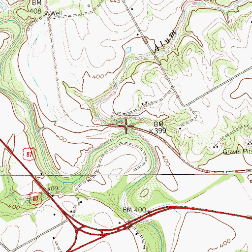 Topographic Map of Alum Creek, TX