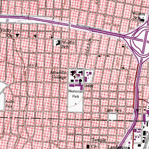 Topographic Map of Amarillo College, TX