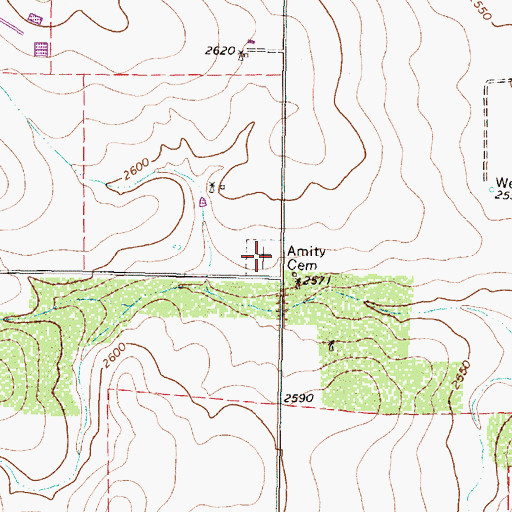 Topographic Map of Amity Cemetery, TX