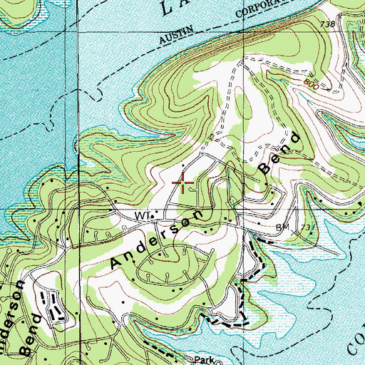 Topographic Map of Anderson Bend, TX