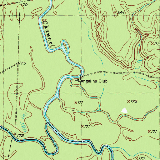 Topographic Map of Angelina Club, TX
