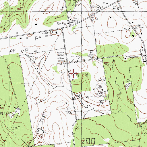 Topographic Map of Antioch Cemetery, TX