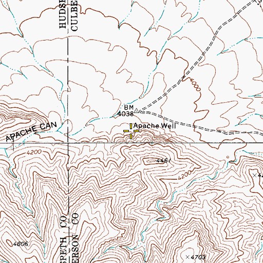 Topographic Map of Apache Well, TX