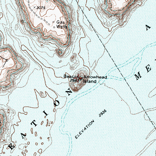 Topographic Map of Arrowhead Island, TX