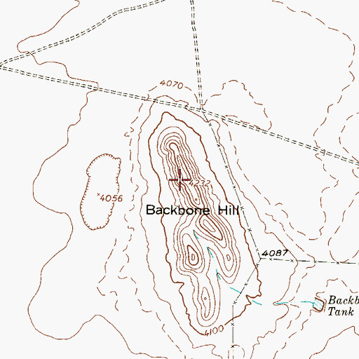 Topographic Map of Backbone Hill, TX